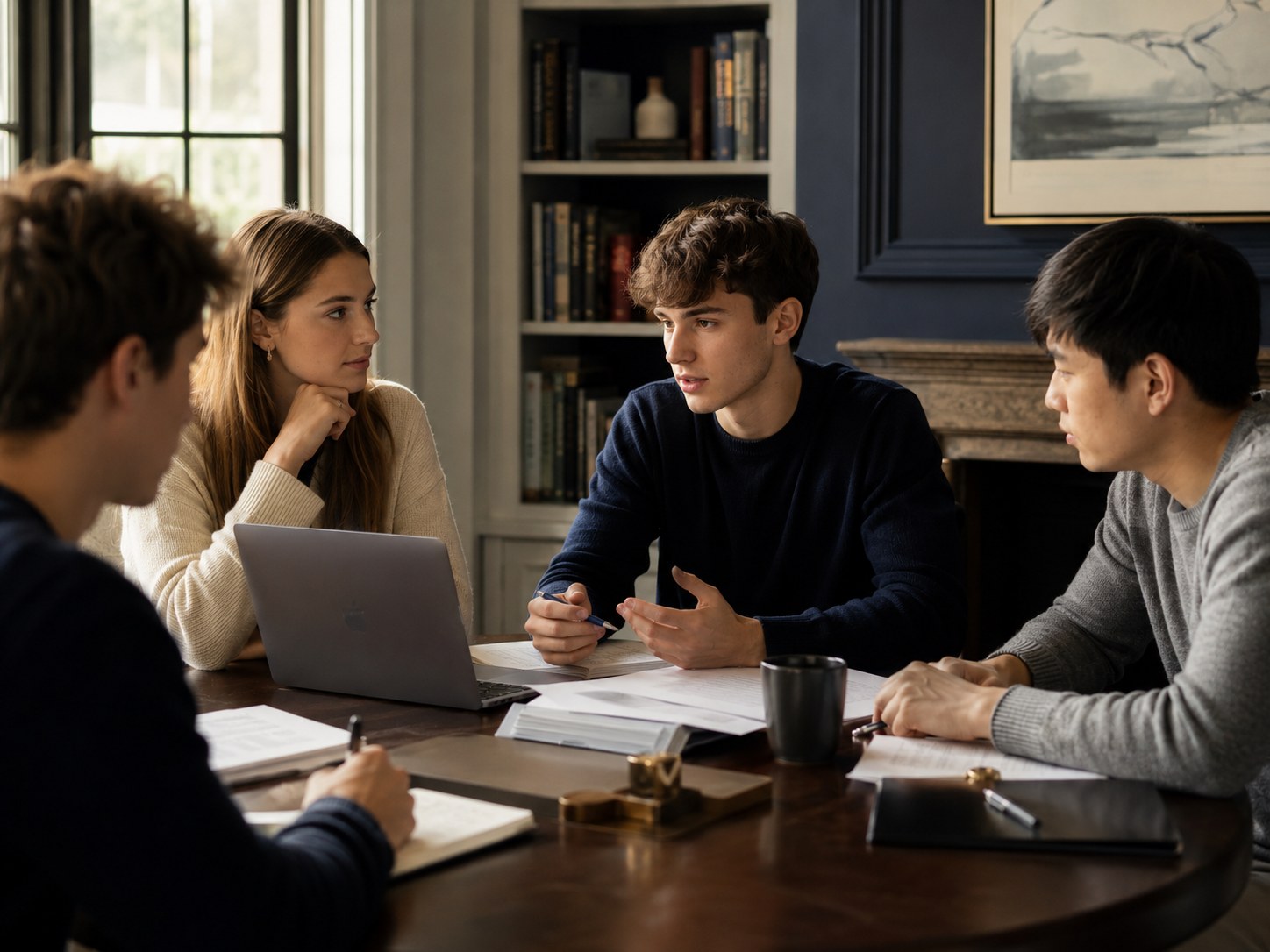 Students collaborating in a premium academic studio setting